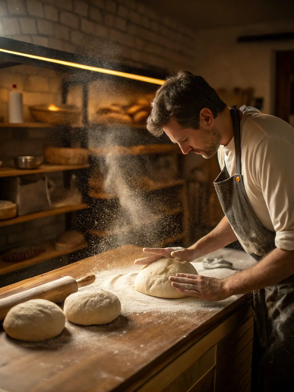 A photograph capturing children participating in a bread-making workshop at Moulin Celoux, showcasing hands-on learning and engagement with traditional techniques.